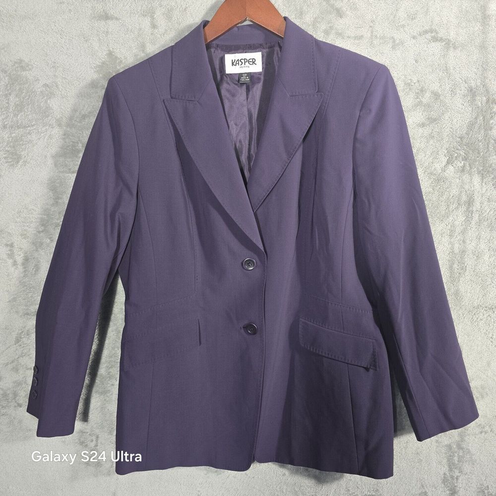 Kasper Petite Purple Blazer Suit Jacket‎ Women's Size 12P